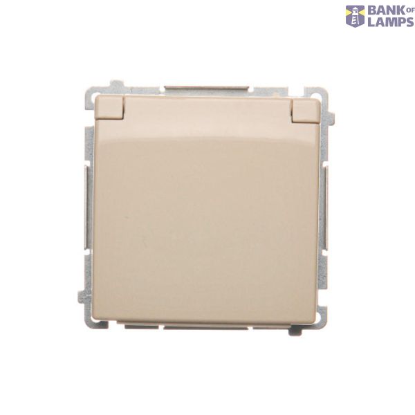 IP44 single socket outlet - same color flap&frame, beige, 16A image 1