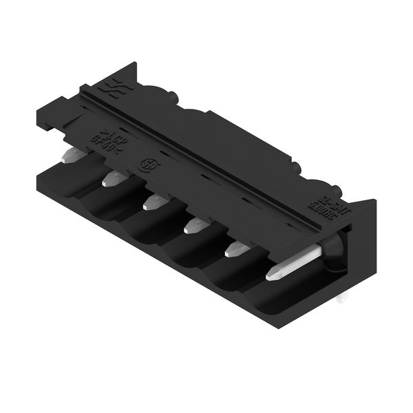 PCB plug-in connector, male header, open side, THT/THR solder connection, 5.00 mm, Number of poles: 6, 90°, Solder pin length (l): 3.2 mm, tinned, black, Box image 2