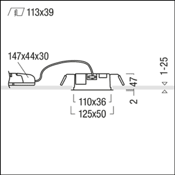 SUI DF3 1000-930 LDO VFL BK WH - LED ceiling-recessed luminaire image 3