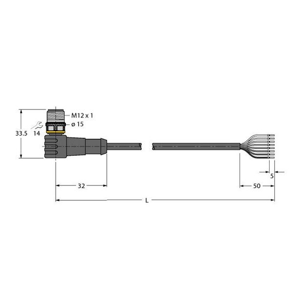 Actuator and Sensor Cable, PUR Connection Cable   WSC8T-5/TXL image 1
