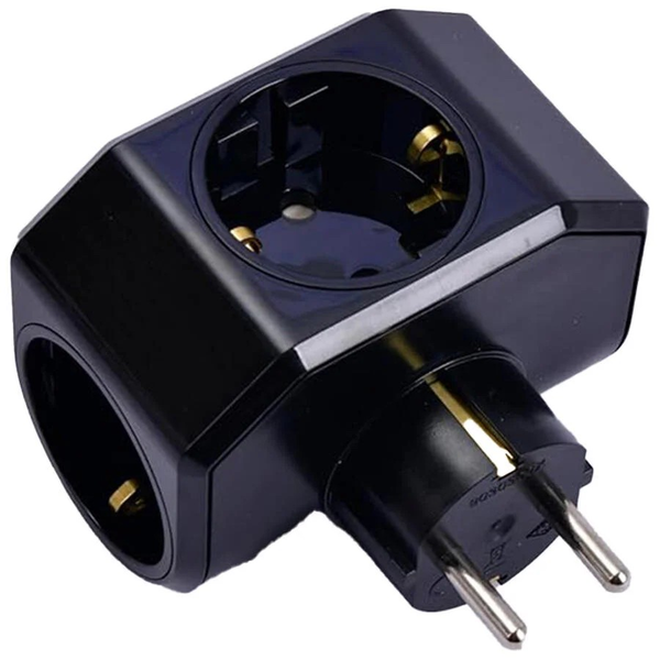 Socket Outlet Yonca Plus 3-Gang Earthed Black image 1