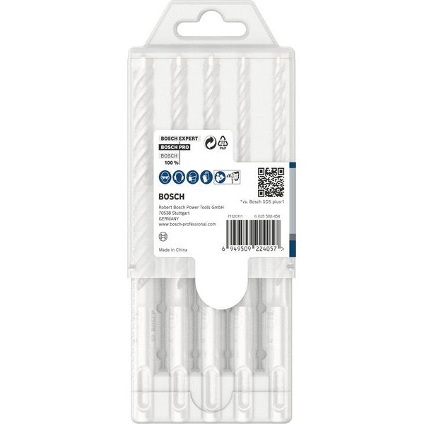 5-piece hammer drill bit set SDS-plus-5X 6; 6; 8; 8; 10 mm image 1