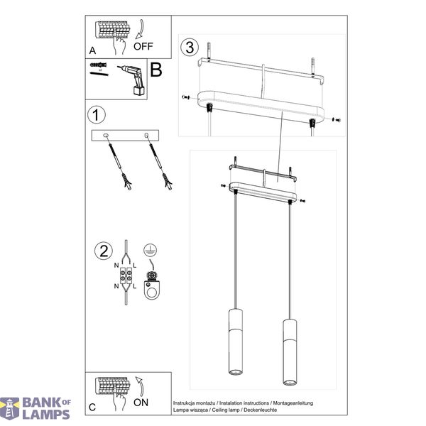 HANGING LAMP BORGIO 2 WHITE GU10 2X40W IP20 image 9