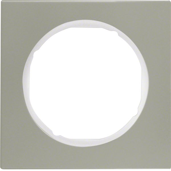 Frame 1gang, R.3, stainless steel/p. white image 1