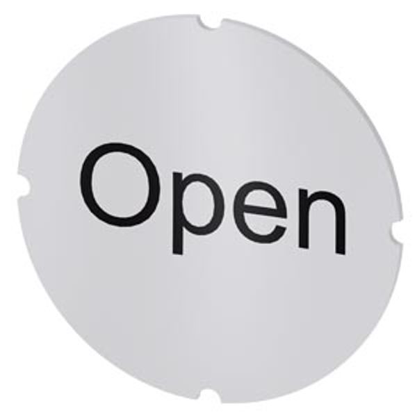 Inscription plate for illuminated pushbutton, round, milky, labeling: Open image 1