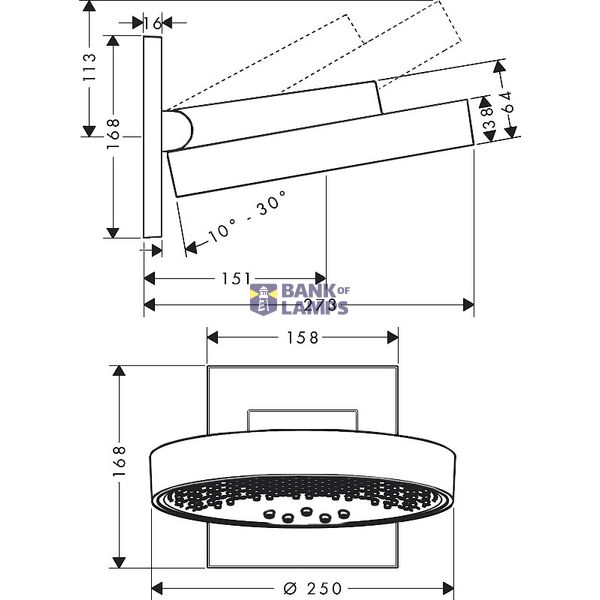 Rainfinity 250 3jet overhead shower, wall-mounted, chrome image 1