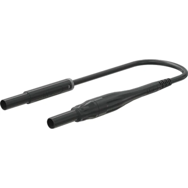 Measuring lead with (4 mm lamella plug, straight) to (4 mm lamella plug, straight), 1 m, black, silicone, 1.0 mm², CAT IV, 66.1047-10021 image 1