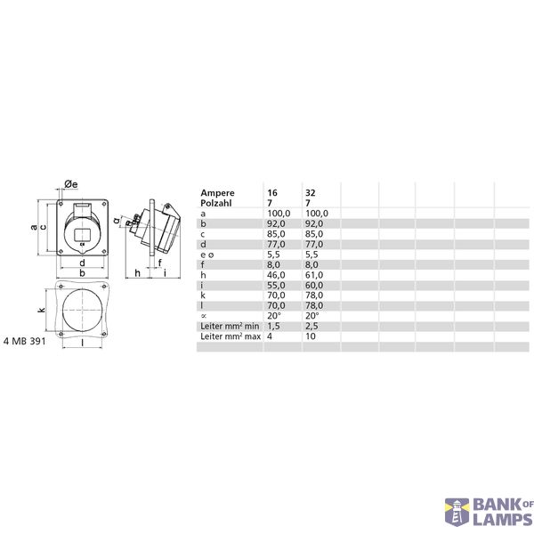 ICD 6h 32A 7P 400V IP44 100x92 Sch Ni image 3