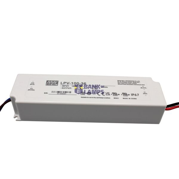 LPV-100-36 Led driver, IP67 100W, 36V, 2.8A CV, MEAN WELL image 1