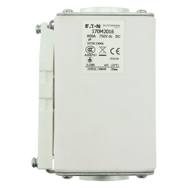 Fuse-link, high speed, 750 A, DC 750 V, size 3, 75 x 88 x 131 mm, gR, IEC, single indicator image 14