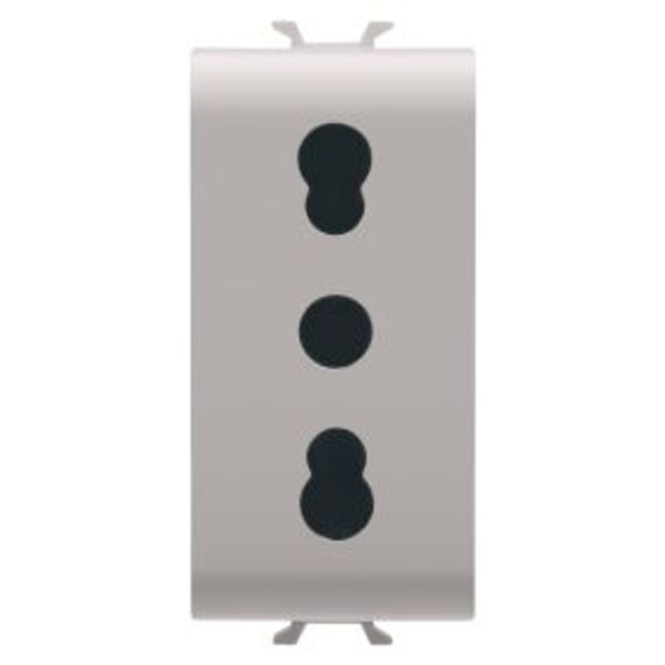 ITALIAN STANDARD SOCKET-OUTLET 250V ac - 2P+E 16A DUAL AMPERAGE - P11-P17 - 1 MODULE - NATURAL SATIN BEIGE - CHORUSMART image 1