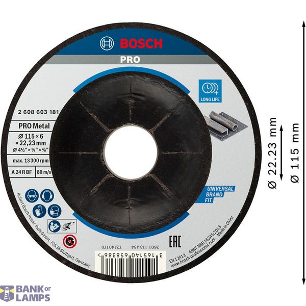 Standard for Metal grinding disc with depressed centre A 24 P BF, 115 mm, 22,23 mm, 6,0 mm image 2