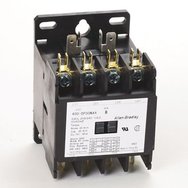 Allen-Bradley, 400 Definite Purpose Contactor, 30A, 208/240V 50/60Hz, 2 Poles image 1