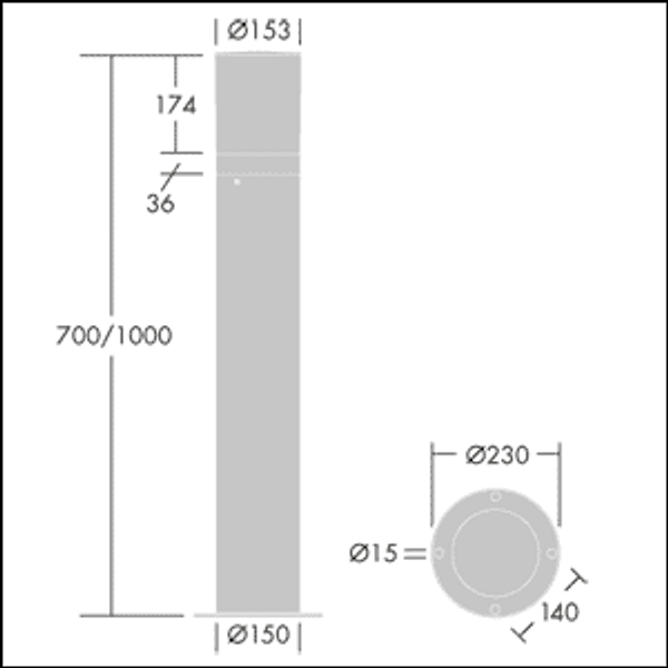 D-CO LED BOLLARD 1000 30L50 830 CL2 - LED bollard image 3