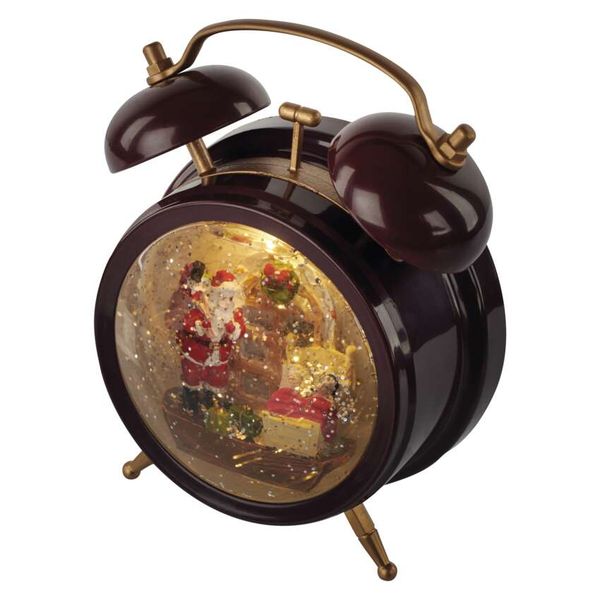 Decorations - 2 LED Christmas Decoration Alarm Clock 19 cm, 3x AA, Warm White, IP20, Timer image 1