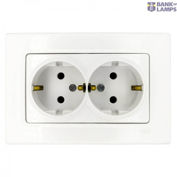 Linnera-Rollina Two Gang Flush Mounted Frame White image 1