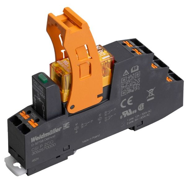 CUBESERIES, Number of contacts: 2,  CO contact AgNi, Rated control voltage: 24 V AC +10 % / -20 %, Continuous current: 8 A, PUSH IN, Test button available: No image 1