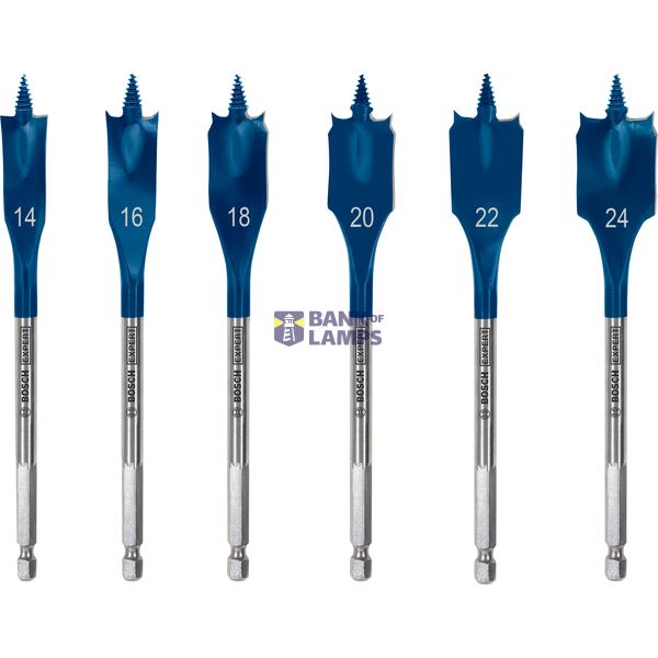 EXPERT Self Cut Speed Spade Drill Bit Set 14/16/18/2/22/24 mm 6-pc image 1