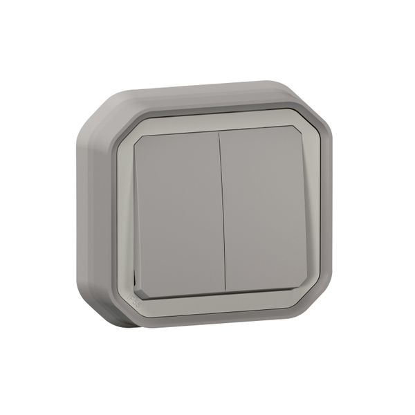 PLEXO 2 GANG 2-WAY SWITCH OR 2 GANG PUSH BUTTON - GREY - FLUSH image 1