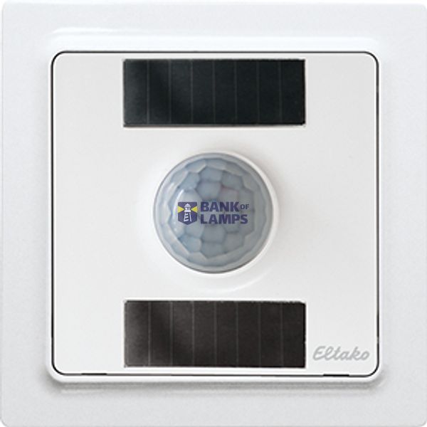 Wireless motion brightness temperature sensor with solar cells and battery, pure white glossy image 1