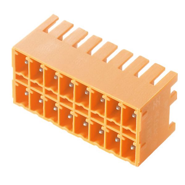 PCB plug-in connector, male header, closed side, THT solder connection, 3.81 mm, Number of poles: 22, 90°, Solder pin length (l): 3.2 mm, tinned, orange, Box image 2
