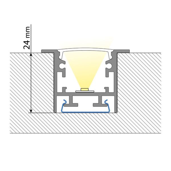 Built-in aluminum profile VF, 35x25mm, including diffuser, 1m black image 1