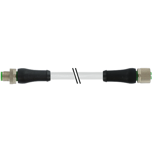 M12 male 0° A-cod./M12 Power L-cod. fem. 0° PUR 2x0.5 gy +drag ch. 1m image 1