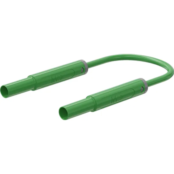 Safety measuring lead with (4 mm lamella plug, straight) to (4 mm lamella plug, straight), 1.5 m, green, PVC, 1.0 mm², CAT IV, 66.1040-15025 image 1