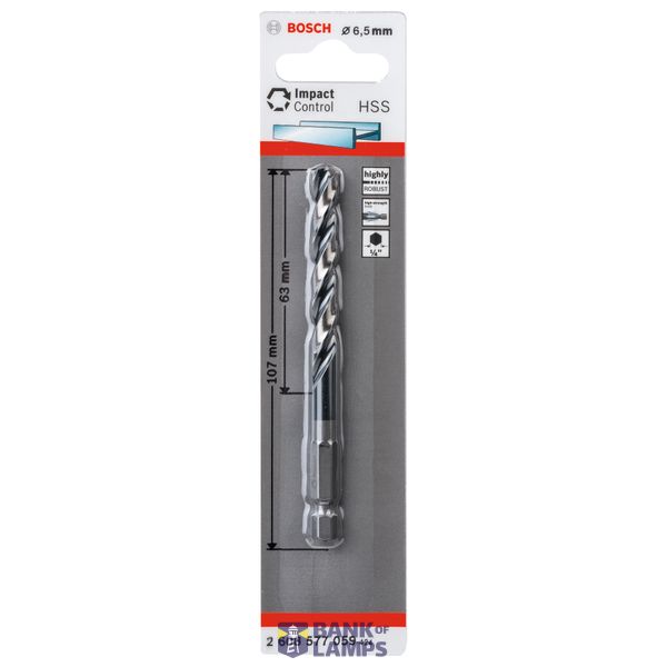 HSS Hex-Shank Twist Drill Bit 6.5 mm 6.5 x 63 x 107 mm 1 pcs. image 2