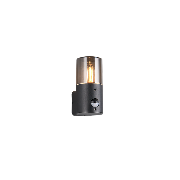 Hoosic wall lamp 1-pc E27 matt black motion sensor image 1