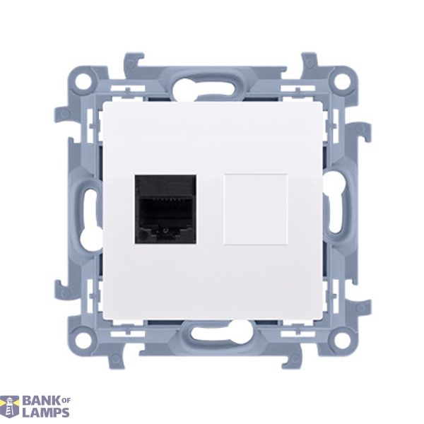 Single IT socket RJ45 category 6, white image 1