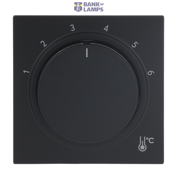 1794 R-45M Cover plate with legend Characters 1 ... 6 for Thermostat Turn button black matt - Busch-art linear image 1