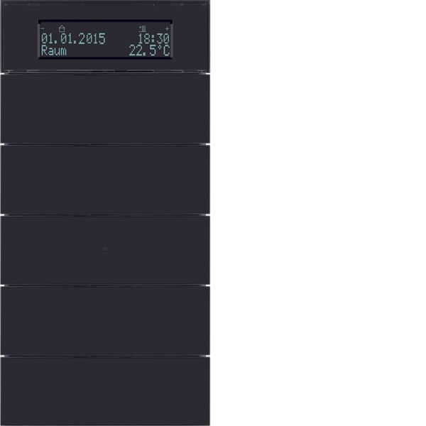 B.IQ push-button 5gang thermostat, display, KNX - B.IQ, glass black image 1