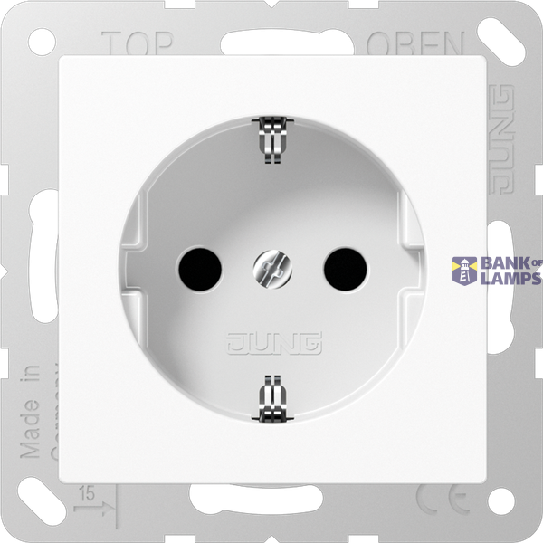 SCHUKO socket, 16 A 250 V ~, integrated increased contact protection, SAFETY+, thermoplastic, Series A, alpine white image 1