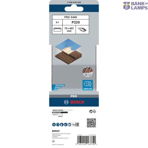 3-piece X440 sanding belt set 75 x 457 mm, 220 image 3