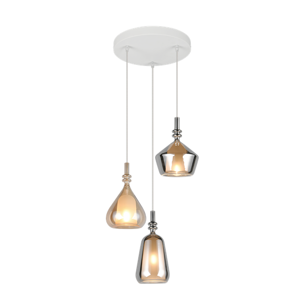 Aldea pendant 3-pc E14 amber/chrome plated image 1