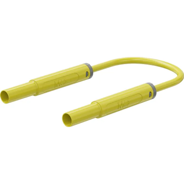 Safety measuring lead with (4 mm lamella plug, straight) to (4 mm lamella plug, straight), 1.5 m, yellow, silicone, 2.5 mm², CAT IV, 66.1043-15024 image 1
