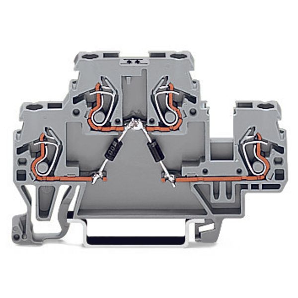 Component terminal block double-deck with diode and resistor gray image 1