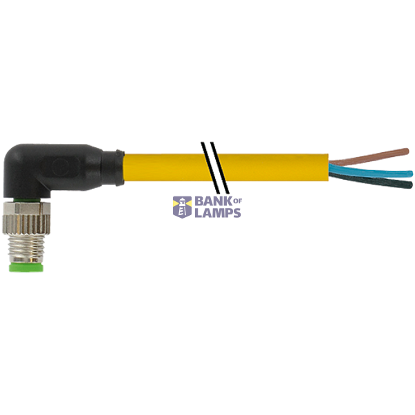 M8 male 90° A-cod. with cable PUR 4x0.25 ye UL/CSA+drag ch. 15m image 1