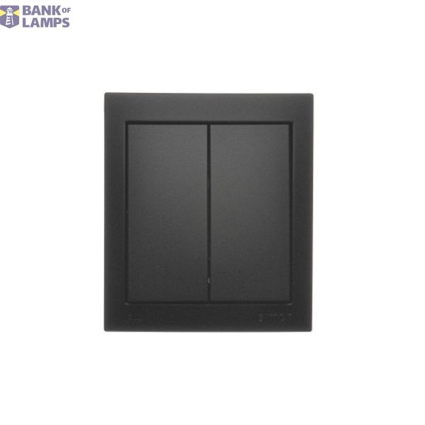 Splash-proof two gang switch with indicator light, 10AX, black matt image 1
