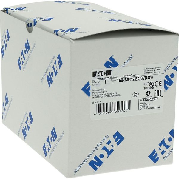 T5B-3-8342/EA/SVB-SW Main switch, T5B, 63 A, flush mounting, 3 contact unit(s), 6 pole, STOP function, With black rotary handle and locking ring, Lockable in the 0 (Off) p image 25