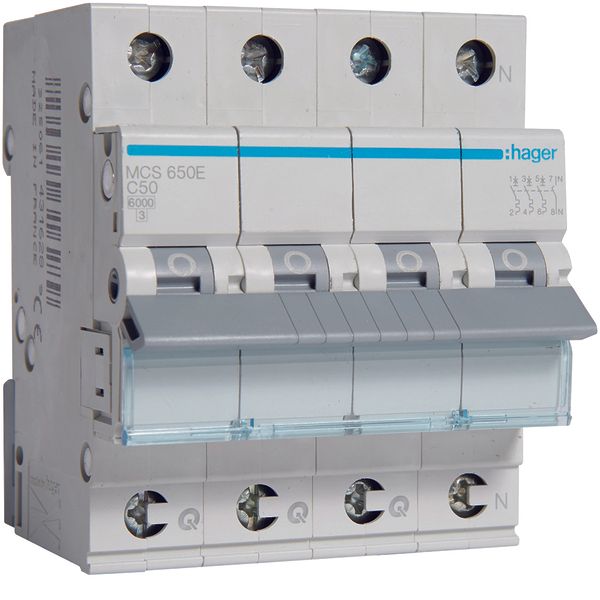 MCB 3P+N 6kA C-50A Quick Connect 4M image 1