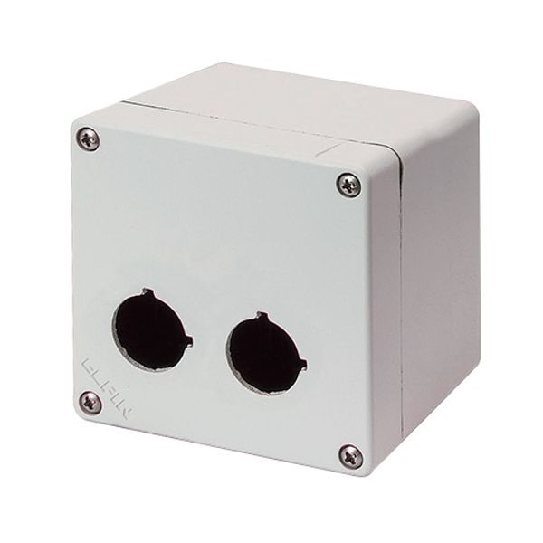 Aluminium push-button enclosure M4 92x92x100, 2 holes Ø 22, with cable entry image 1