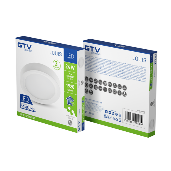 LED luminaire LOUIS, 24 W, 1920 lm, 4000K, AC176-264V, IP54, 120°, surface-mounted, round (SAMSUNG LED) image 2