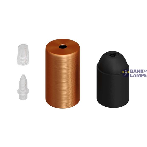 Cylindrical metal E27 lamp holder kit image 2