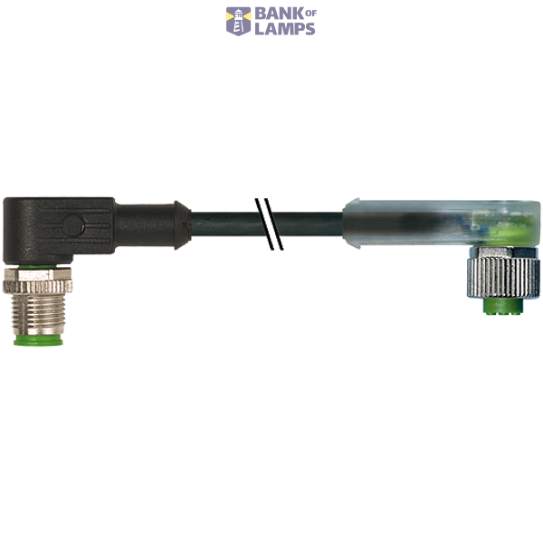 M12 male 90° / M12 female 90° A-cod. LED PUR 3x0.34 bk 1.5m image 2