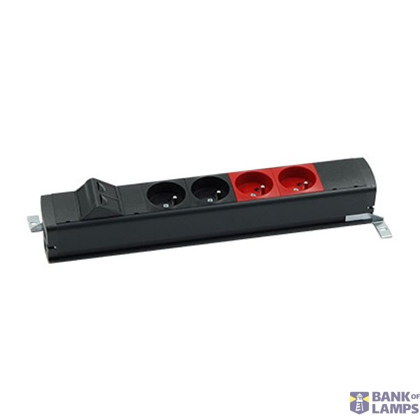 Standard power strip set: 2x250V type E+2x250V UPS+2xRJ45 plate with Keystone mounting, screw; black image 1