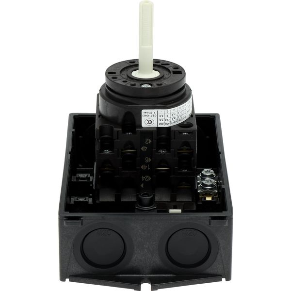 T0-3-15259/I1/SVB Main switch, T0, 20 A, surface mounting, 3 contact unit(s), 3 pole, 2 N/O, Emergency switching off function, With red rotary handle and yellow locking image 15