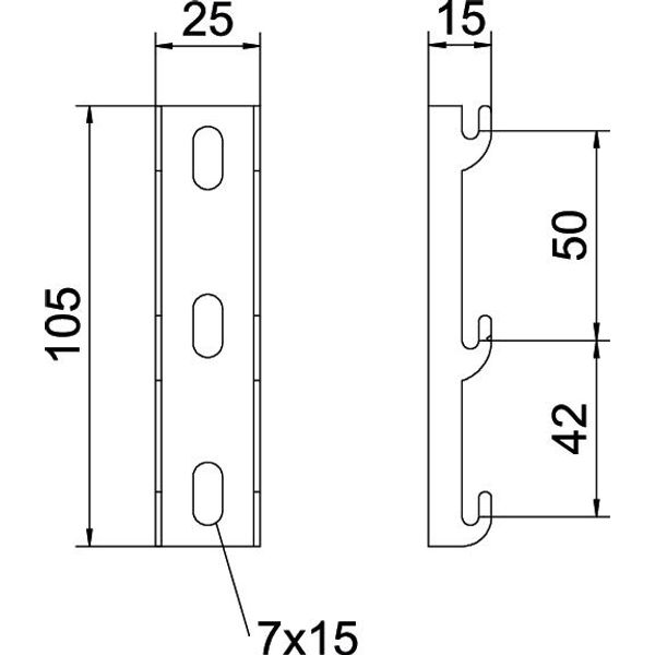 G-GRM-R125 FS Hook rail for G mesh cable tray mounting 105x25x15 image 2