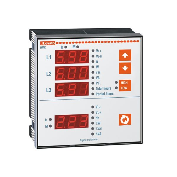 Flush-mount LED multimeter, non expandable, 47 electric parameters, version with energy meters and RS485 port included, auxiliary supply 208-240VAC image 1